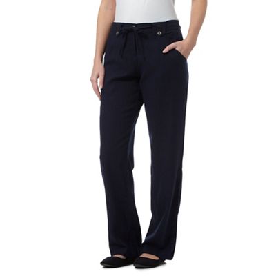 The Collection Navy linen blend trousers